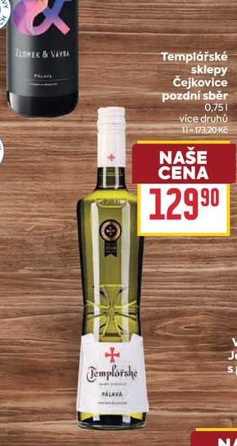 Templářské sklepy Čejkovice pozdní sběr 0,75l