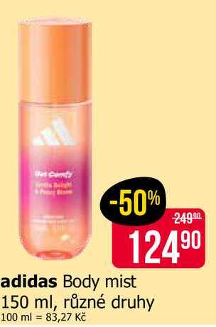 adidas Body mist 150 ml, různé druhy