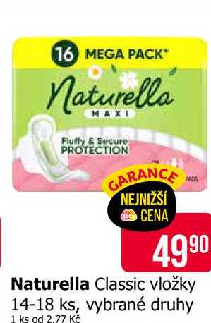 Naturella Classic vložky 14-18 ks, vybrané druhy