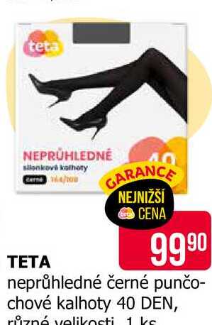 TETA neprůhledné černé punčochové kalhoty 40 DEN, různé velikosti 1 ks