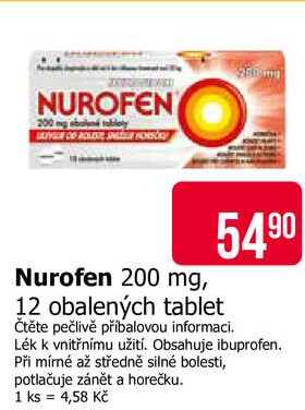 Nurofen 200 mg, 12 obalených tablet