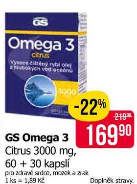 GS Omega 3 citrus 3000 mg, 60 + 30 kapslí