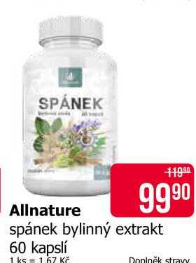Allnature spánek bylinný extrakt 60 kapslí