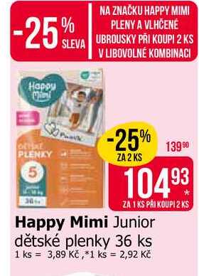 Happy Mimi Junior dětské plenky 36 ks