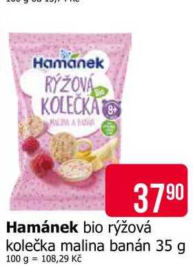 Hamánek bio rýžová kolečka malina banán 35 g