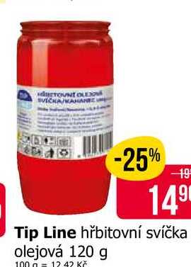Tip Line hřbitovní svíčka olejová 120 g