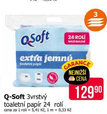 Q-Soft 3vrstvý toaletní papír 24 rolí