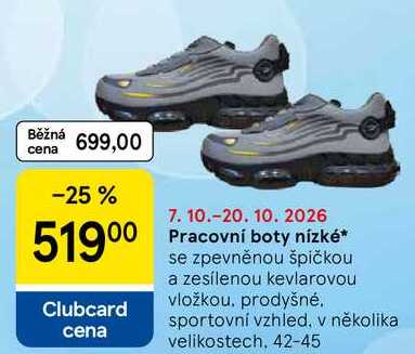 Pracovní boty nízké, se zpevněnou špičkou a zesílenou kevlarovou vložkou, prodyšné. sportovní vzhled, v několika velikostech, 42-45
