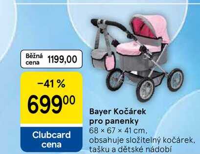 Bayer Kočárek pro panenky, 68 x 67 x 41 cm, obsahuje složitelný kočárek. tašku a dětské nádobí 