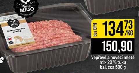 Vepřové a hovězí mleté mix 20% tuku bal. cca 500 g 