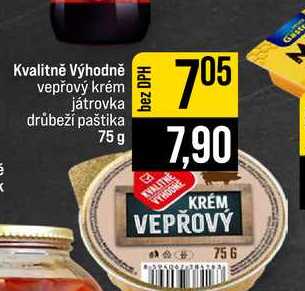 Kvalitně Výhodně vepřový krém játrovka drůbeži paštika 75g