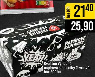 Kvalitně Výhodně papírové kapesníky 2-vrstvé box 200 ks
