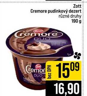 Zott Cremore pudinkový dezert různé druhy 190 g 