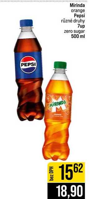 Mirinda orange Pepsi různé druhy 7up zero sugar 500 ml