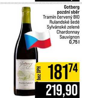 Gotberg pozdní sběr Tramín červený BIO Rulandské šedé Sylvánské zelené Chardonnay Sauvignon 0,75l