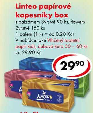 Linteo papírové kapesníky box, 90 ks