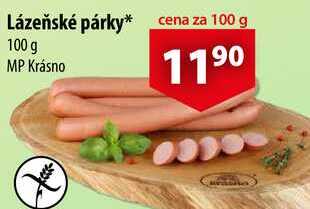 Lázeňské párky, cena za 100 g