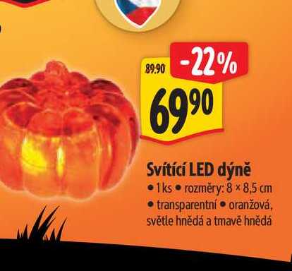   Svítící LED dýně 1ks  