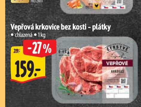 Vepřová krkovice bez kosti - plátky 1 kg