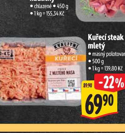   Kuřecí steak mletý 500 g