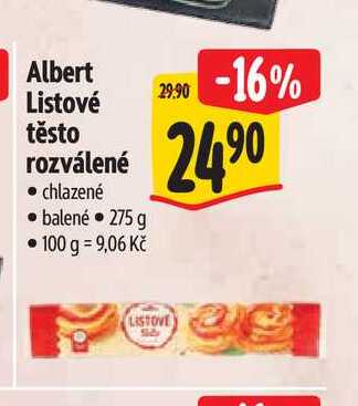 Albert Listové těsto rozválené 275 g