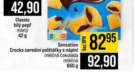 Sensation Crocks cereální polštářky s náplní mléčná čokoláda mléčná 650 g