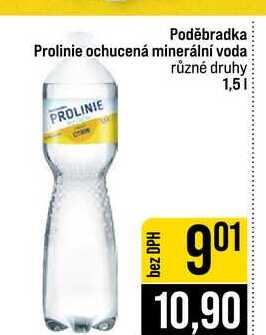 Poděbradka Prolinie ochucená minerální voda různé druhy 1,5l