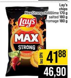Lay's chips Max Strong chilli&lime 170 g Lay's salted 180 g fromage 180 g