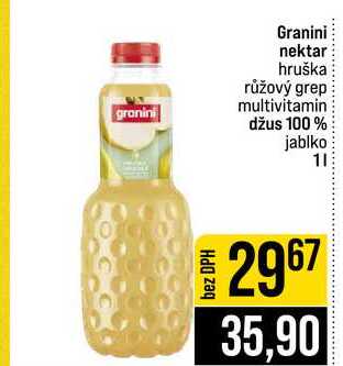 Granini nektar hruška růžový grep multivitamin džus 100% jablko 1l