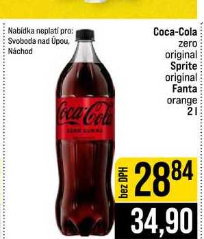 Coca-Cola zero original Sprite original Fanta orange 2l