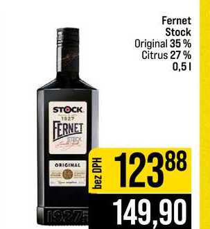 Fernet Stock Original 35% Citrus 27% 0,5l