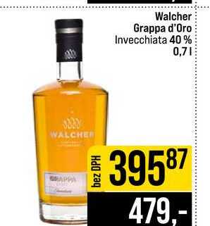 Walcher Grappa d'Oro Invecchiata 40% 0,7l