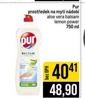 Pur prostředek na mytí nádobí aloe vera balsam lemon power 750 ml 