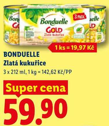 BONDUELLE Zlatá kukuřice, 3x 212 ml