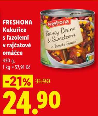 FRESHONA Kukuřice s fazolemi v rajčatové omáčce, 430 g