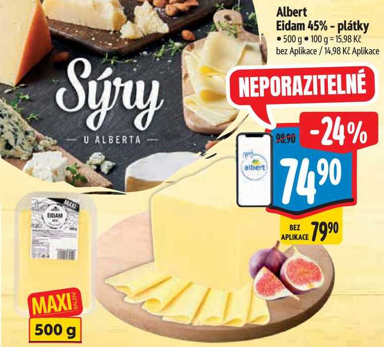 Albert Eidam 45% - plátky, 500 g