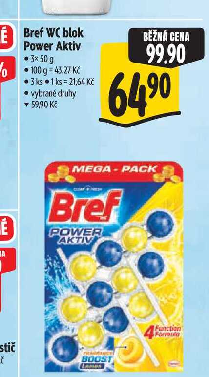 Bref WC blok Power Aktiv 3× 50 g
