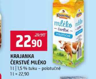 KRAJANKA ČERSTVÉ MLÉKO 1l 1,5% tuku polotučné