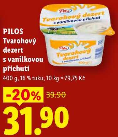 PILOS Tvarohový dezert s vanilkovou příchutí, 400 g