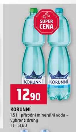 KORUNNÍ 1,5l přírodní minerální voda vybrané druhy