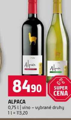 ALPACA 0,75l vino vybrané druhy