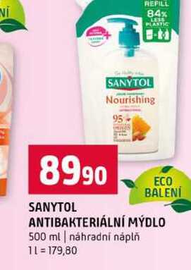 SANYTOL ANTIBAKTERIÁLNÍ MÝDLO 500 ml náhradní náplň