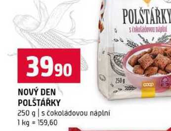 NOVÝ DEN POLŠTÁŘKY 250 g s čokoládovou náplní 