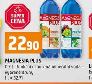 MAGNESIA PLUS 0,7l funkční ochucená minerální voda vybrané druhy 