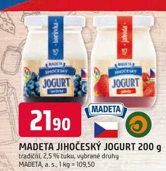 MADETA JIHOČESKÝ JOGURT 200 g tradiční, 2,5% 