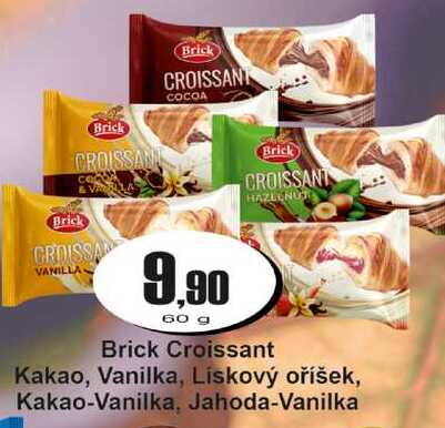 Brick Croissant Kakao, Vanilka, Lískový oříšek, Kakao-Vanilka, Jahoda-Vanilka 60 g
