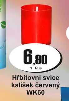 Hřbitovní svíce kalíšek červený WK60 1 ks