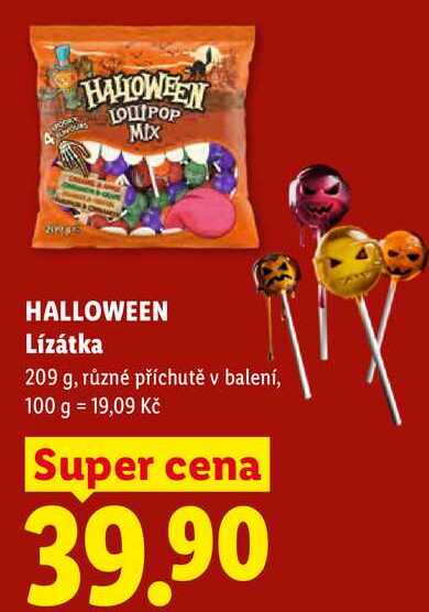 HALLOWEEN Lízátka, 209 g, různé příchutě v balení