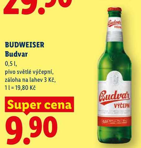 BUDWEISER Budvar, 0,5 1, pivo světlé výčepní