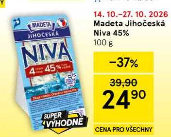 Madeta Jihočeská Niva 45%, 100 g